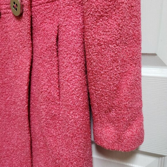 Milly Coat Women Sz 4 Pink Wool Silk Blend Double Breasted Button Lined Textured - Picture 8 of 13